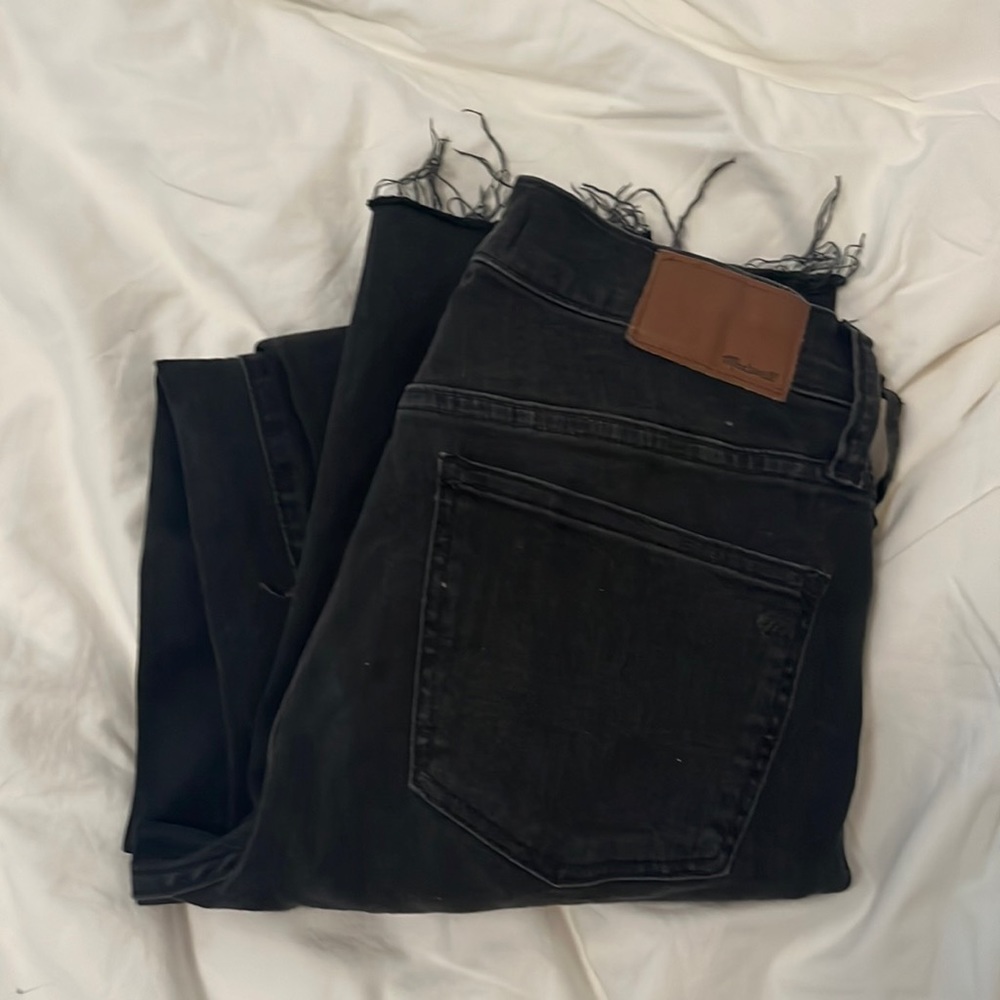 Madewell High Rise skinny ripped black jeans